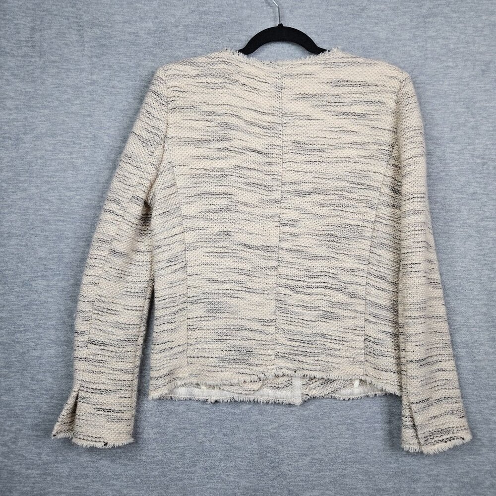 Isabel Marant Tweed Button Jacket Beige Raw-Edge Trim collarless Women's Size 40 - Picture 2 of 11